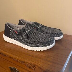 Men’s Hey Dude Wally Funk Open Mesh , Black and Gray shoes